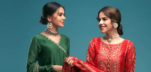 Aaina Luxury Pret Collection | 3 Piece Cotton Silk Dresses | ZAAVIAY