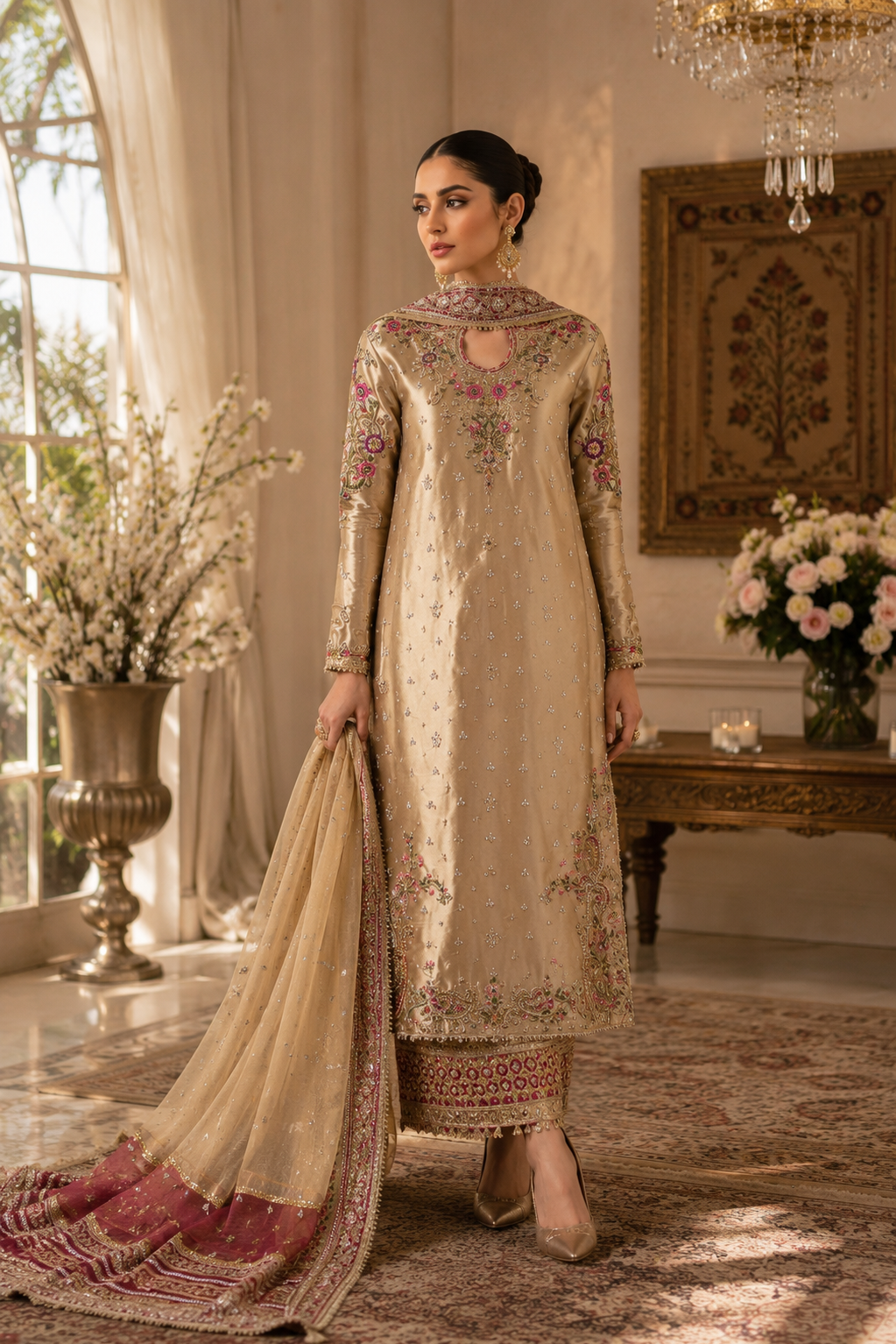pakistani dress pakistani dress Buy Embroidered Cotton Suit in Off White Online : KCH11525 A pair of flared embellished azaar pants adds movement and flair Zaaviay | New Arrivals |