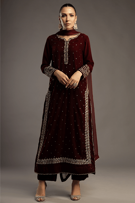 Launching New velvet Designer Party Wear Winter Collecetion look top -  dupatta and ready to wear set - Dwhale Hub