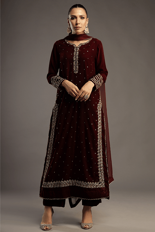 Pakistani velvet suits online on sale