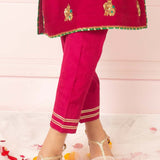 Magenta Raw Silk Trouser