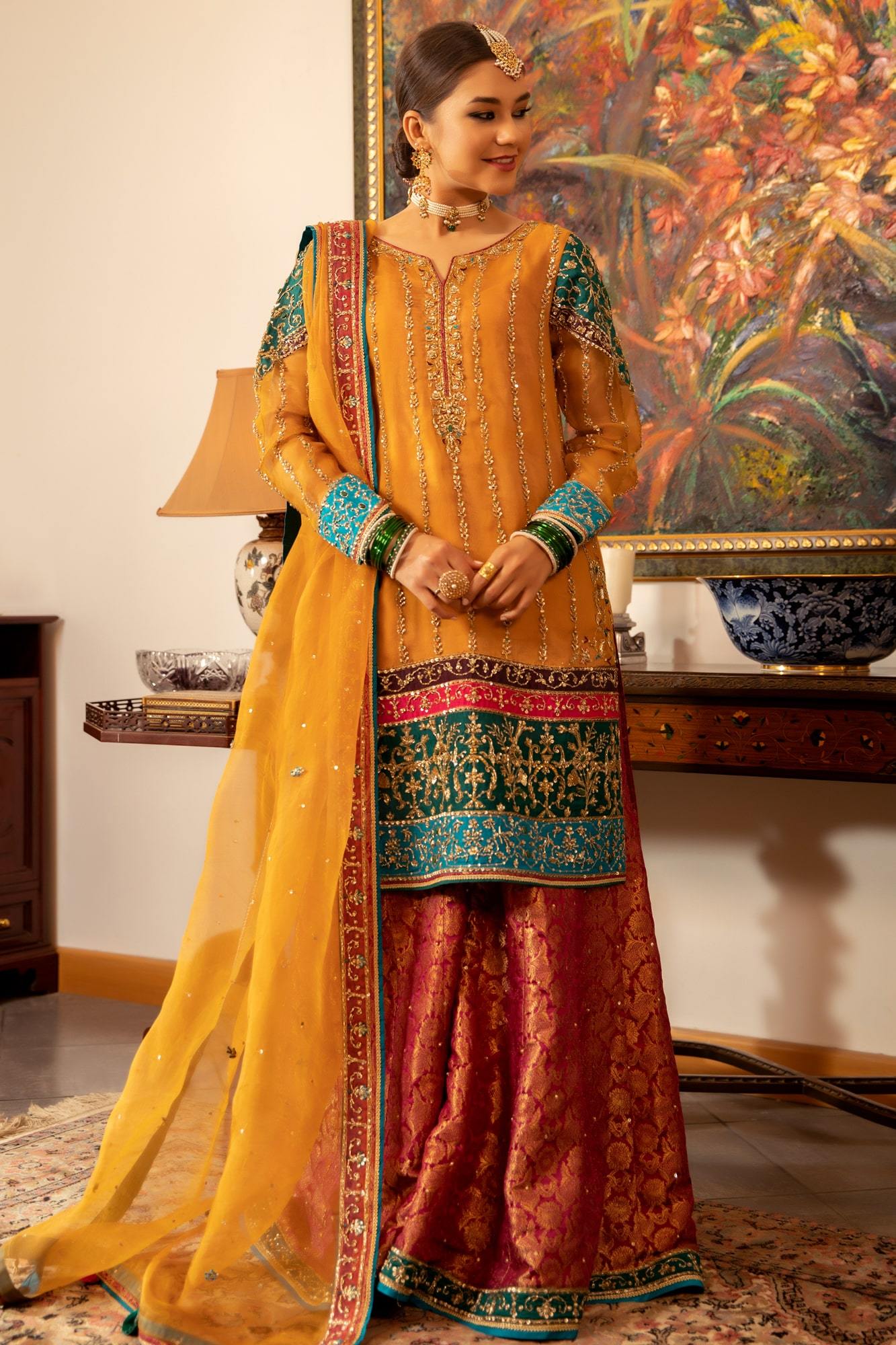 pakistani ready to wear organza dress