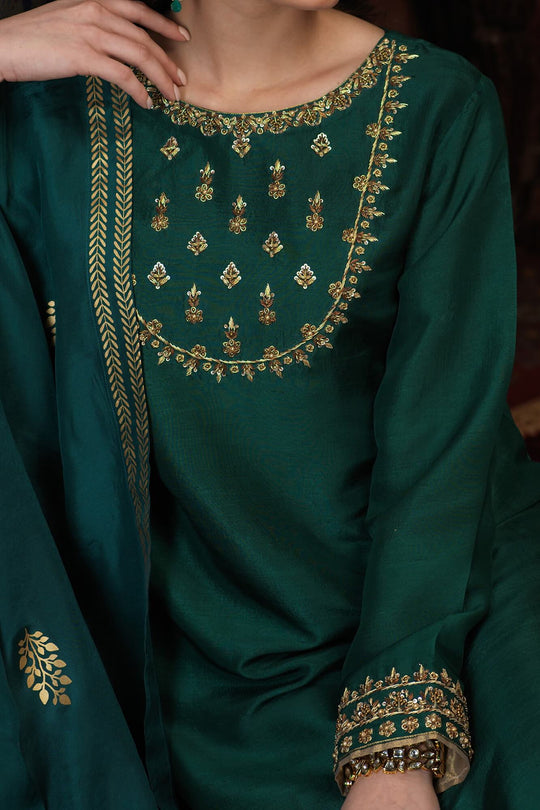 Zaaviay Pret Embroidered Raw Silk 3 Piece Suit Amaani A