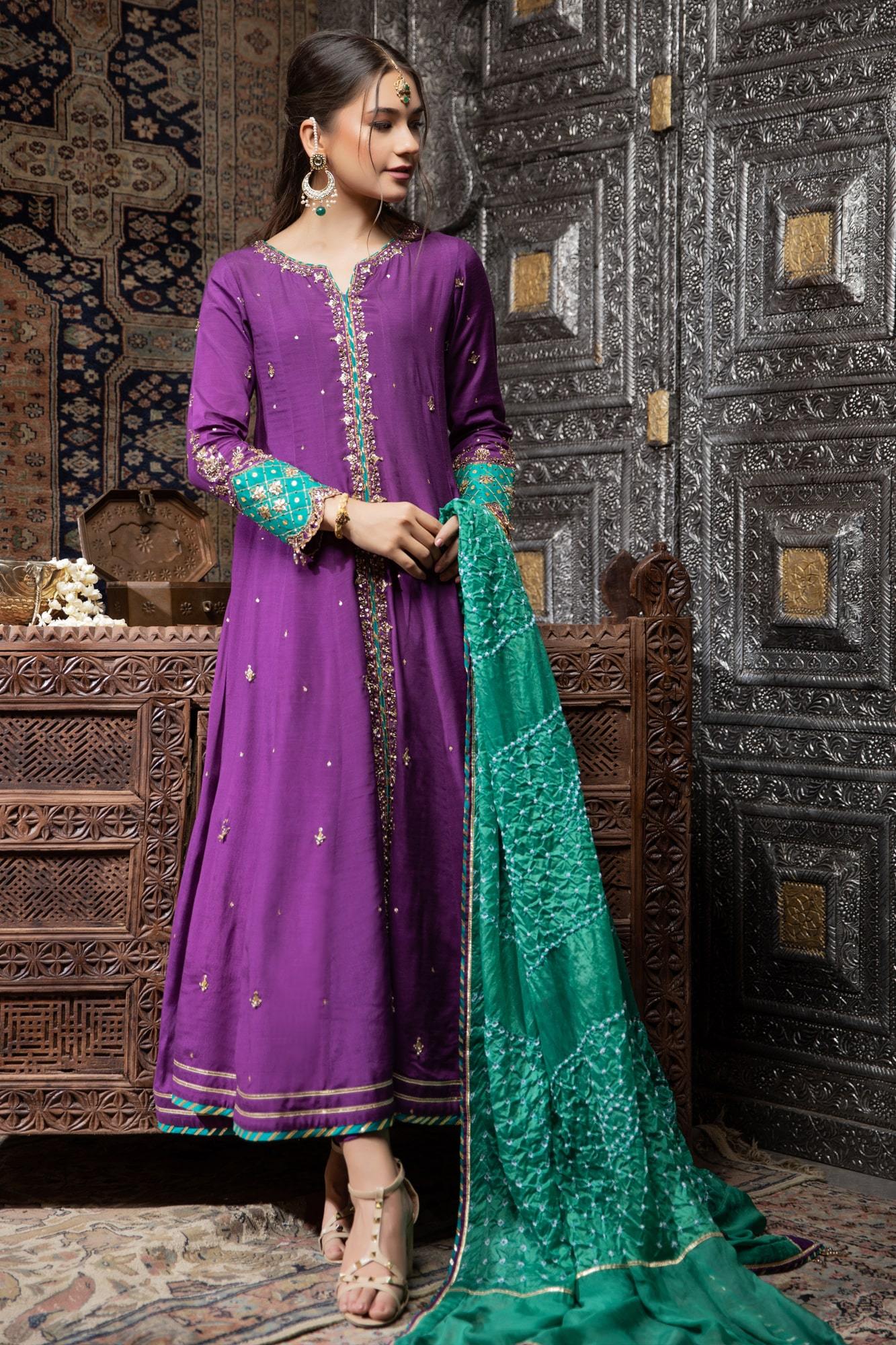 Zaaviay Embroidered Raw Silk Stitched 3 Piece Suit ZV21E 05-KHUSHBOO main image 1