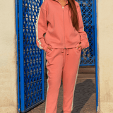 REGULAR FIT TRACKSUIT WITH PRINTED SLOGAN (BLUSH PINK)