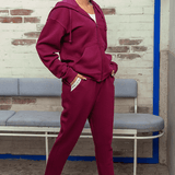 RELAXED FIT HOODIE AND JOGGER PANTS (BURGUNDY)