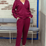 RELAXED FIT HOODIE AND JOGGER PANTS (BURGUNDY)