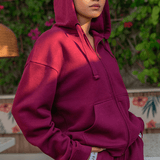 RELAXED FIT HOODIE AND JOGGER PANTS (BURGUNDY)