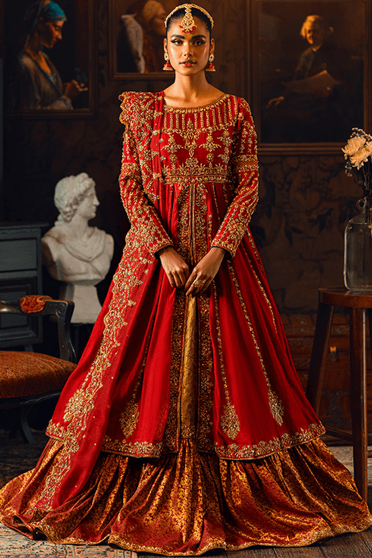 Pakistani Bridal Gown with Sharara in Brocade #BS688 | Pakistani bridal  dresses, Bridal dress design, Bridal dresses pakistan